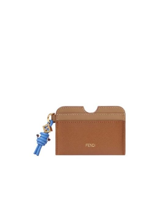 Fendi Brown Ff Diamonds Card Case