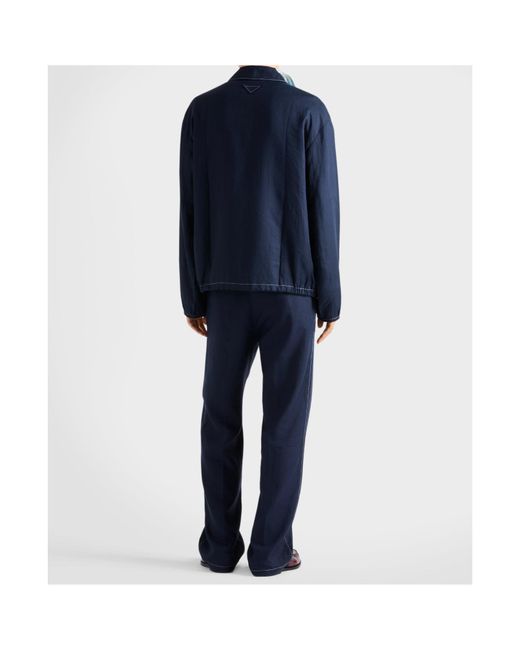 Prada Blue Cotton Blouson Jacket for men