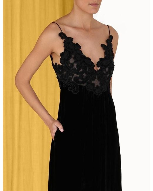 Zimmermann Black Floral-Embellished Velvet A-Line Dress