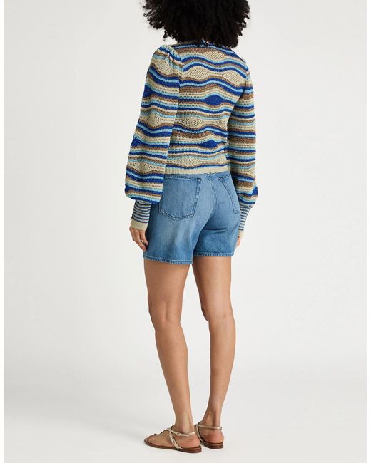 Farm Rio Blue Striped Knit Top