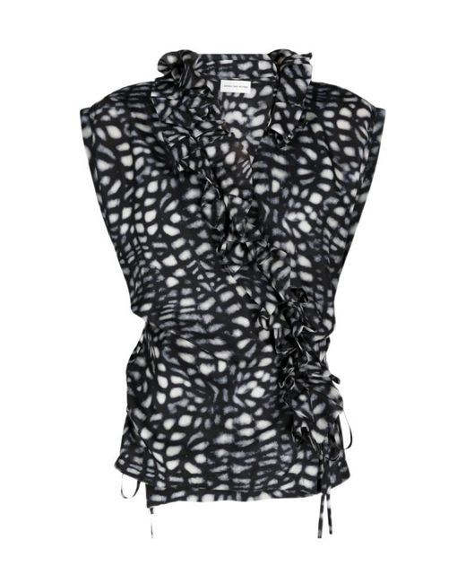 Dries Van Noten Black Printed Tops