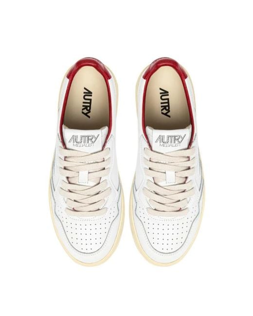 Autry White Medalist Lace-Up Sneakers