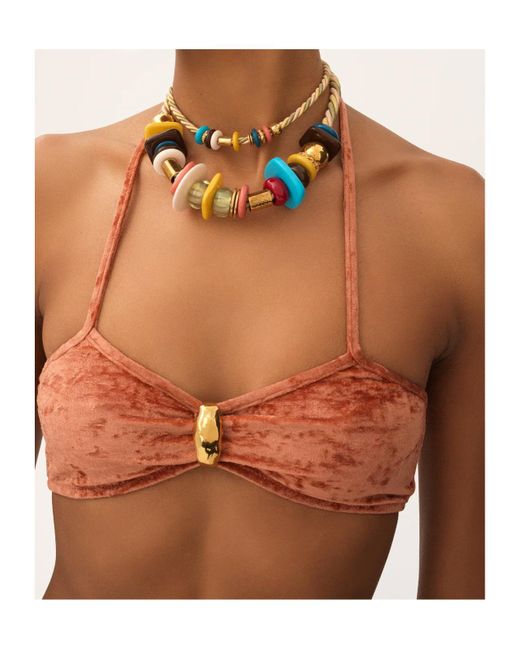 Chloé Red Lace-Up Bikini Top