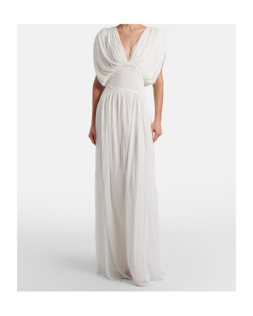 TOVE White Lyla Draped Jersey Gown