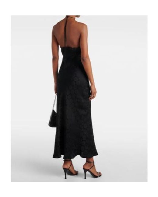 Stella McCartney Black Floral Jacquard Lace Midi Dress