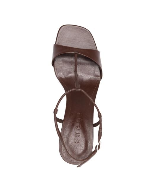 Soeur Brown T-Strap High-Heeled Sandals