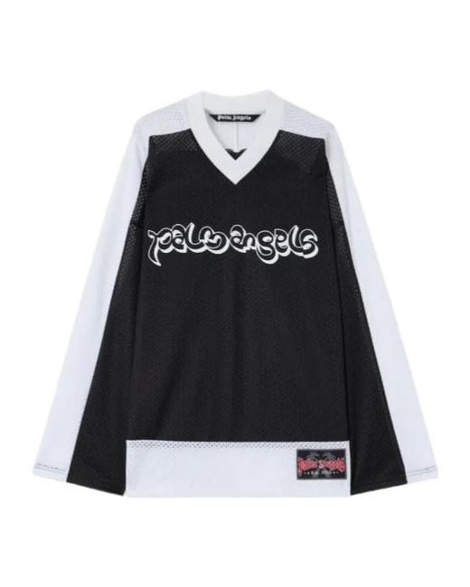 Palm Angels Black Logo Mesh Long-Sleeve T-Shirt for men