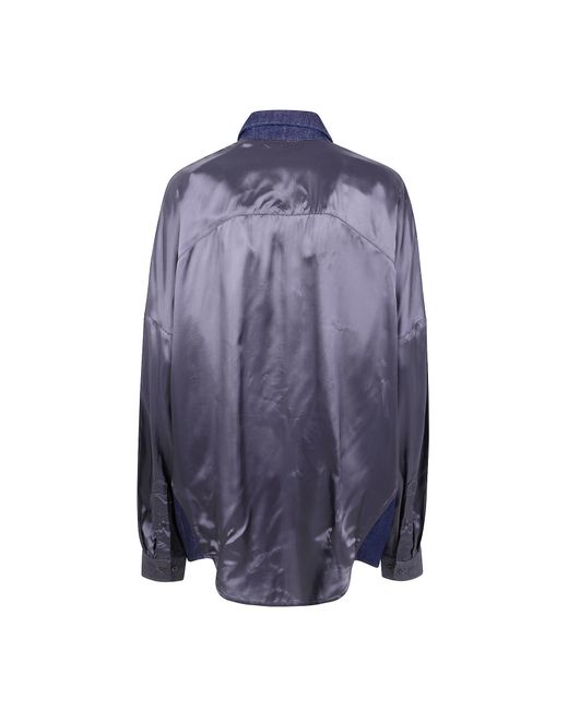 Dries Van Noten Blue Button-Up Denim Shirt
