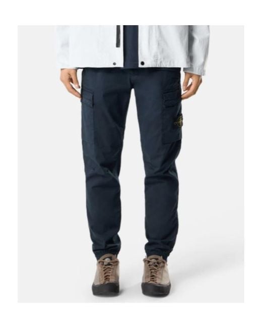 Stone Island Blue Regular-Tapered-Fit Cargo Pants With Drawstring Waistband for men