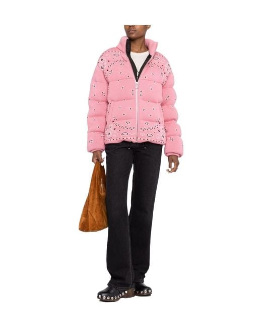Alanui Pink Bandana-Printed Zipped Puffer Jacket
