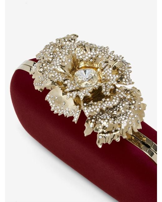 Alexander McQueen Red Carnation Knuckle Embellished Clutch Bag