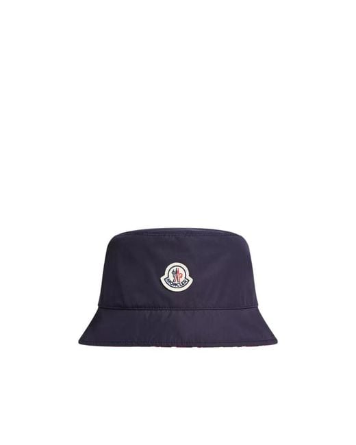 Moncler Blue Logo Patch Reversible Bucket Hat for men