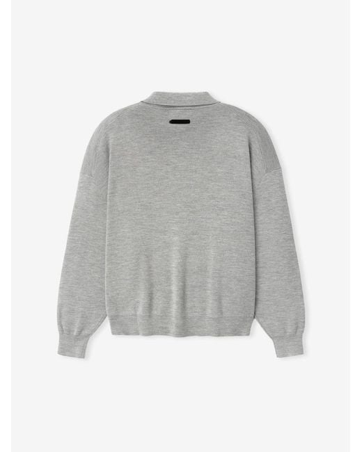 Fear Of God Gray Logo Polo Knitted Sweater for men