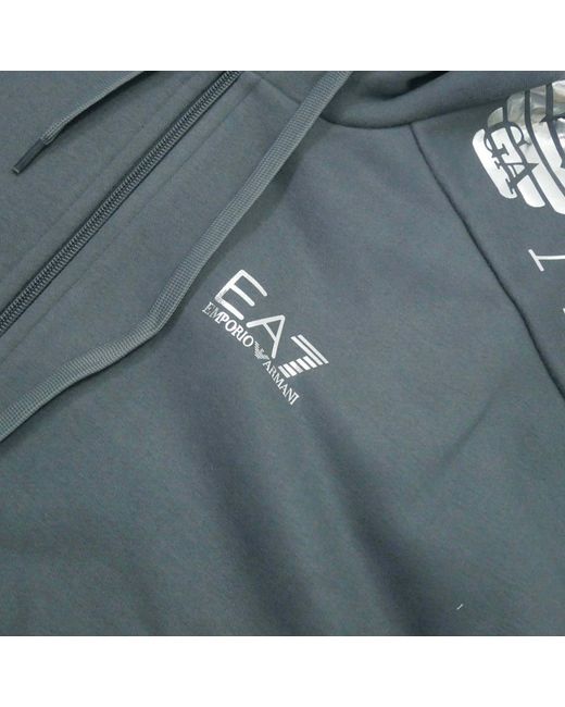 EA7 Gray Hooded Zipper Sweater for men