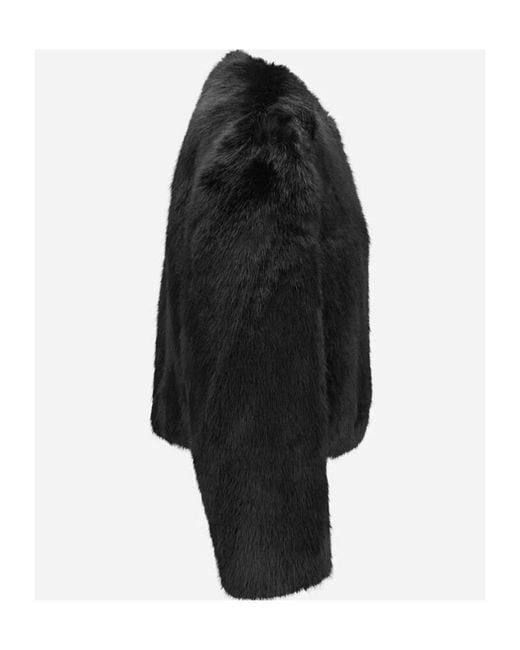 Stand Studio Black Zip-Up Faux Fur Jacket
