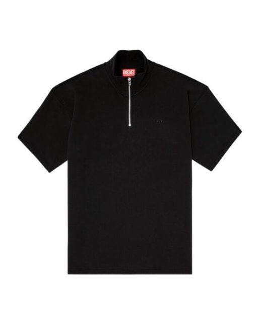 DIESEL Black Short-Sleeve Half-Zip Sweatshirt for men