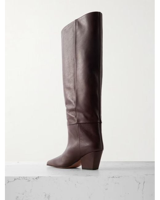 Paris Texas Brown Solid Color Leather Knee Boots