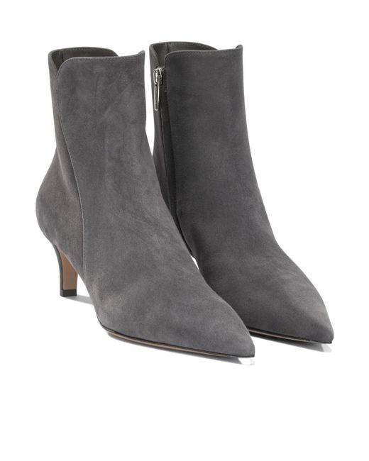 Gianvito Rossi Gray Pointed-Toe Ankle Boots