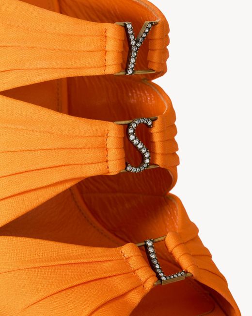 Saint Laurent Orange Emilie Logo Embellished Mules