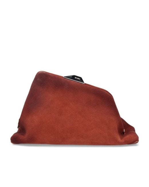 The Attico Red The Logo Detailed Clutch Bag