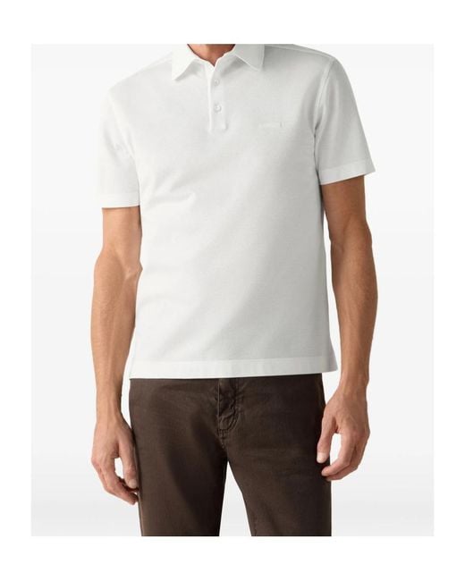 Zegna White Classic Short-Sleeve Polo Shirt for men