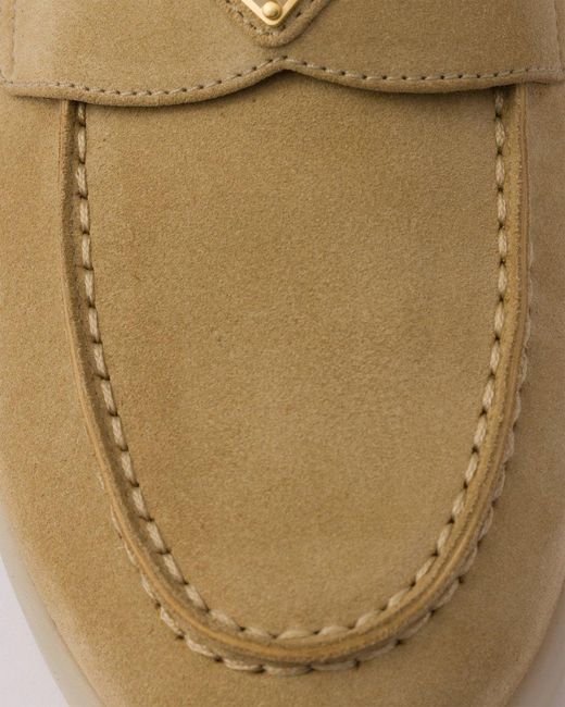 Prada Natural Triangle-Logo Slip-On Loafers