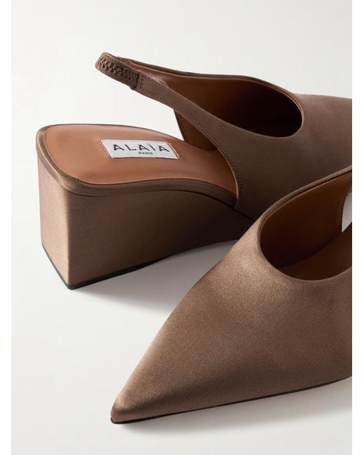 Alaïa Brown Alaïa Cube Wedge Slingback Pumps