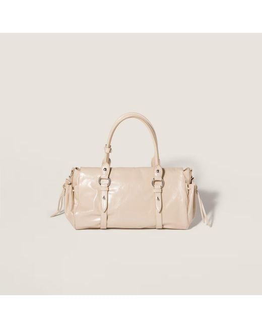 Miu Miu Natural Shiny Leather Handbag