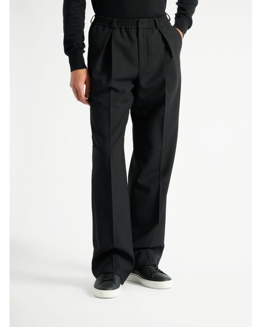 Balmain Black Wool Trousers With Elasticated Waist for men