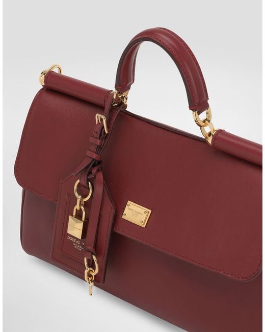 Dolce & Gabbana Red Logo Plaque Medium Sicily Handbag