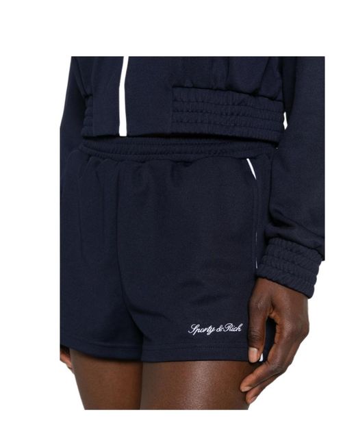 Sporty & Rich Blue Elastic Waist Shorts