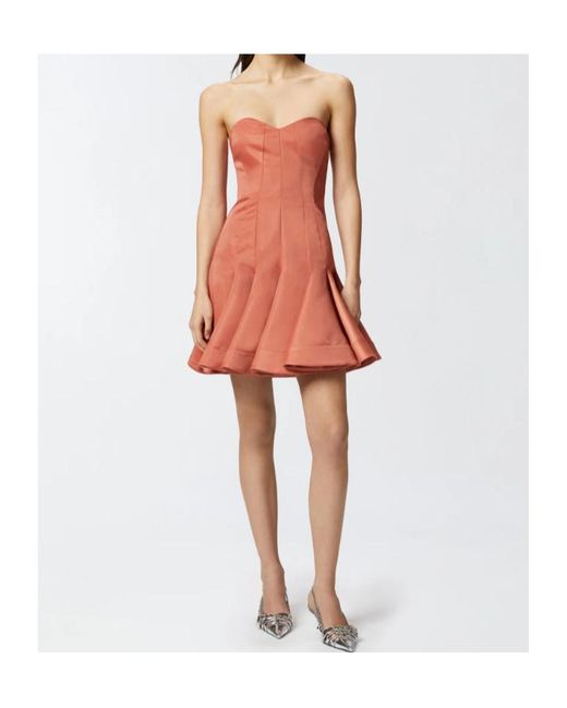 Pinko Red Godet Mini Dress