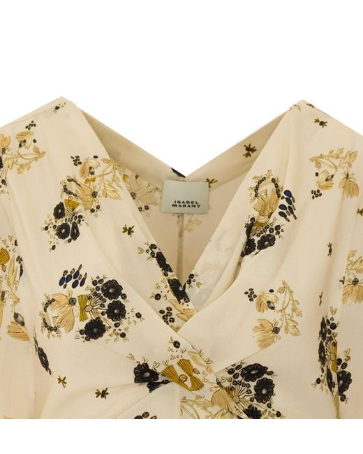 Isabel Marant Natural Faljane Printed Wrap Top