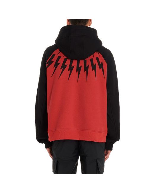 Neil Barrett Red Lightning Printing Hooded Sweater for men