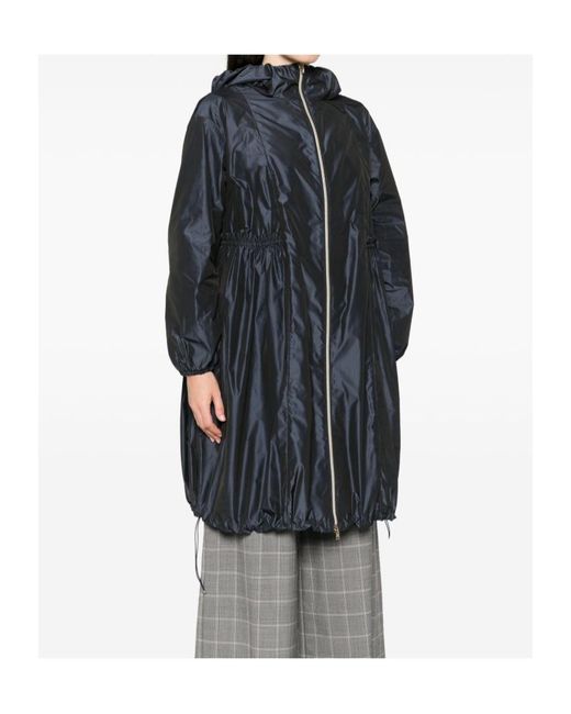 Herno Blue Zip-Up Hooded Coat