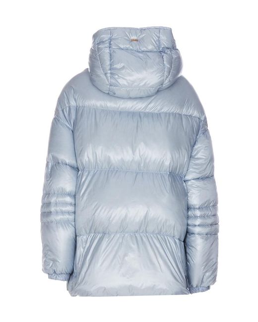 Herno Blue Quilted Hooded Drawstring Down Jacket