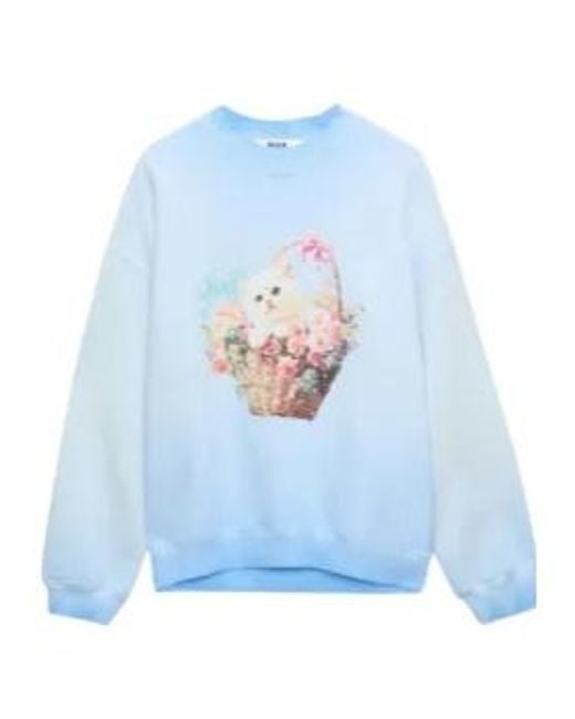 MSGM Blue Cat-Print Sweatshirt