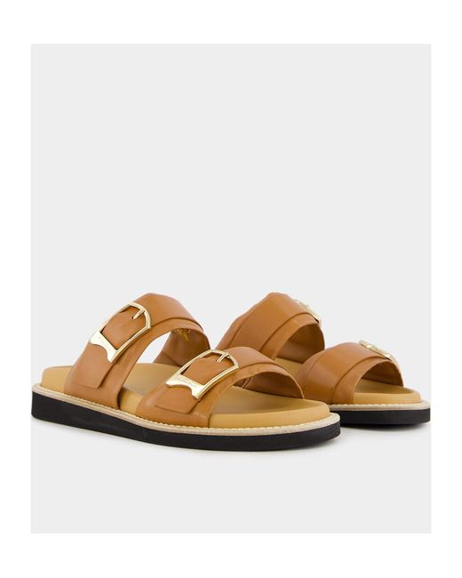 Santoni Brown Double-Buckle Sandals