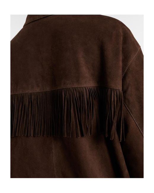 Nili Lotan Brown Foudre Fringed Suede Jacket