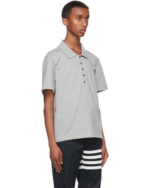 Thom Browne Gray Button Polo Shirt for men