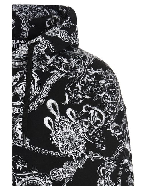 Versace Jeans Black Baroque-Print Pullover Hoodie for men