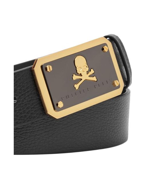 Philipp Plein White Logo-Plaque Leather Belt for men