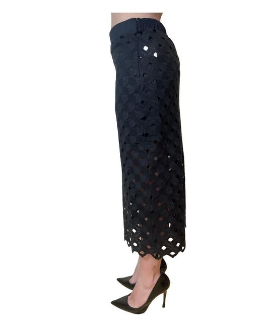 Max Mara Blue Bchzorro Broderie Midi Skirt