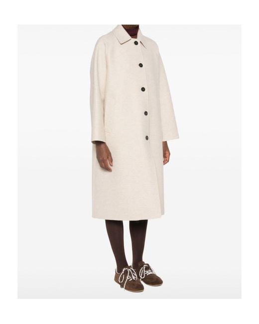 Harris Wharf London White Button-Fastening Raglan-Sleeve Coat