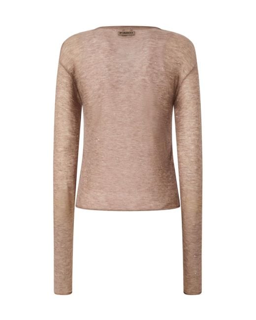 Pinko Natural V-Neck Knitted Jumper