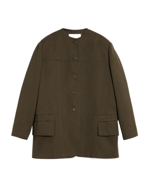 Max Mara Green Recital Buttoned Long-Sleeved Jacket