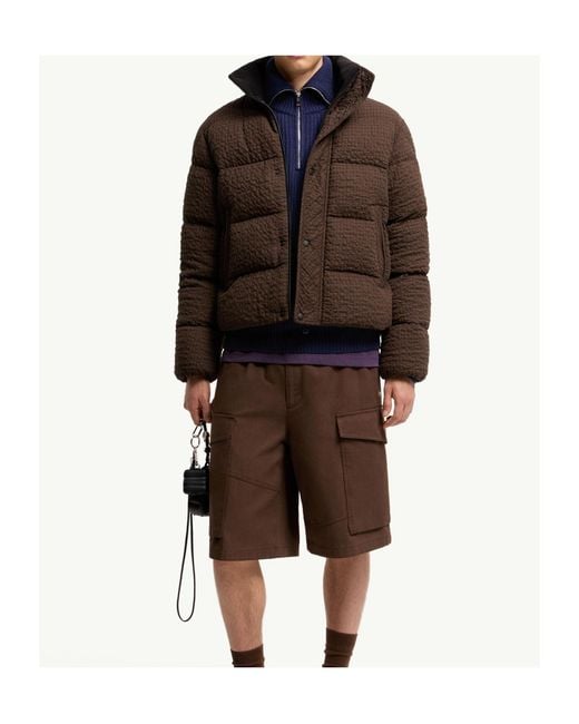Moncler Brown Oronte Cotton Flannel Short Down Jacket for men