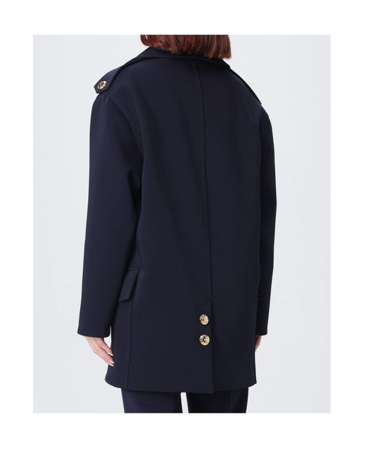 Elisabetta Franchi Blue Double-Breasted Coat