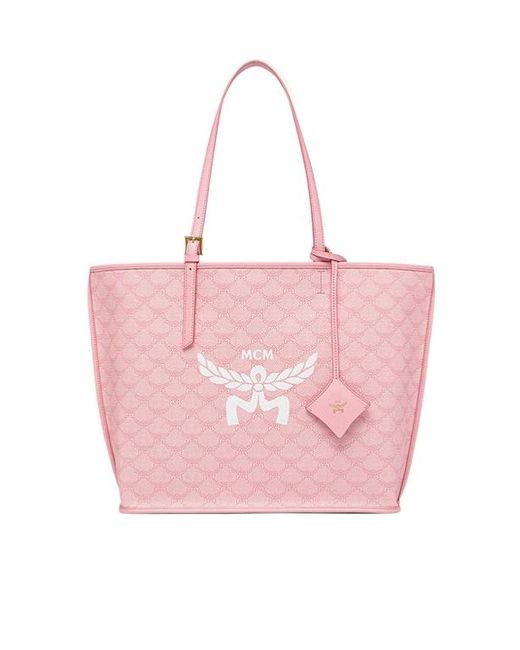 MCM Pink Medium Himmel Lauretos Top Handle Bag