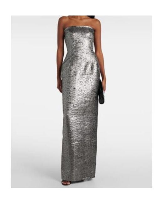 Emilia Wickstead Gray Laelia Jacquard Bustier Gown